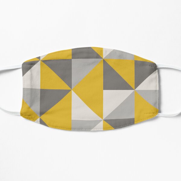Diseño de triángulo retro en amarillo y gris Mascarilla