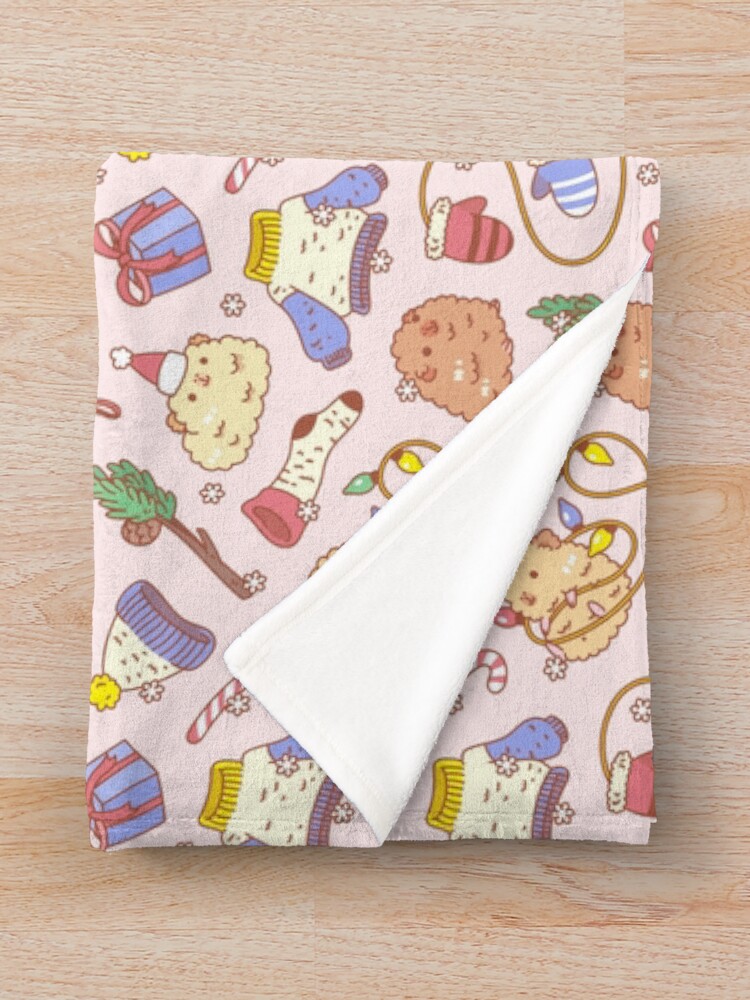 Alternate view of Teddy guinea pigs Christmas Patten Throw Blanket