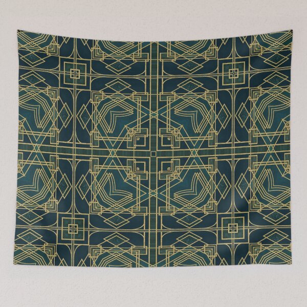 Item preview, Art Deco Gold Green Velvet designed and sold by artsandsoul.