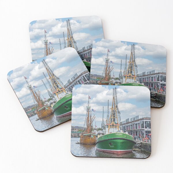Item preview, Bristol Floating Harbour with two boats moored up, the Bee an ex Trawler and a sail boat behind.   designed and sold by Cameranick.