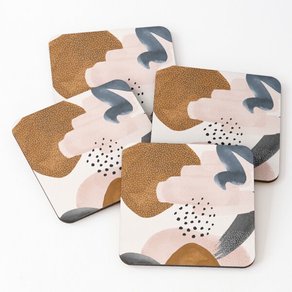 Item preview, Modern Minimalist Trendy Boho Abstract Art Brown, Pink and Grey designed and sold by TriadArtDesign.