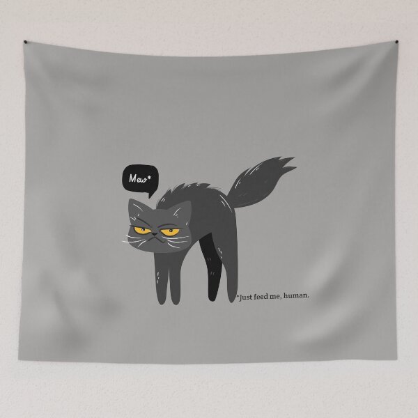 Item preview, Cute Black Cat - Just feed me, human designed and sold by BlascoShop.