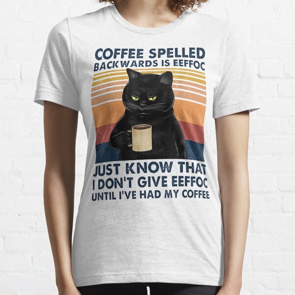 Coffee Spelled Backwards Is Eeffoc Cat Drinking Vintage Essential T-Shirt