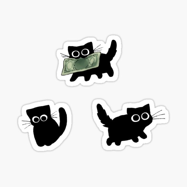 Simple Black Cat Sticker, HQ2, black cat, cute, adorable, illustration,  kitty cat, gift for kids, gift for cat lover, kitten, gift for kids