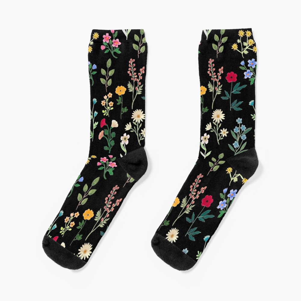 Spring Botanicals Black Socks