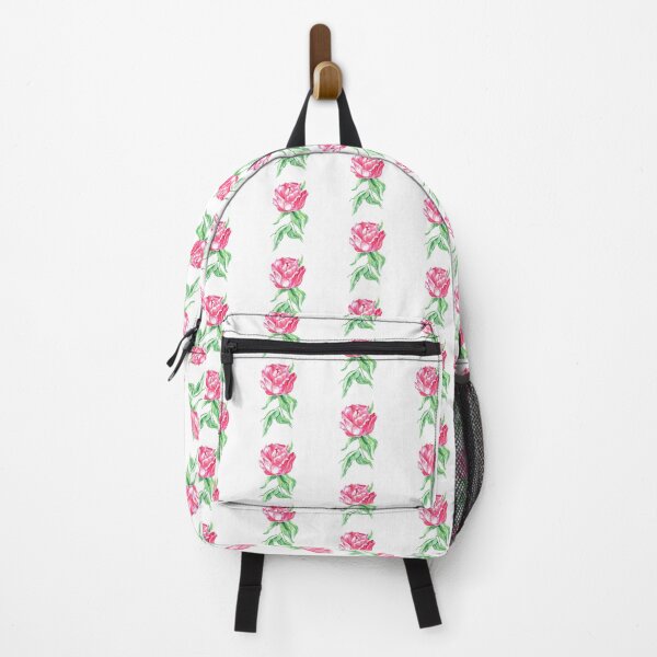 Item preview, Hand-painted watercolor pink peony with green leaves designed and sold by sentimentalica.