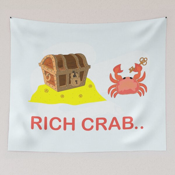 Item preview, Rich crab, funny crab have found the key of the treasure box under the ocean and become rich , crabby , ocean crab animal art meme ,stealing ocean treasures designed and sold by SGS-.