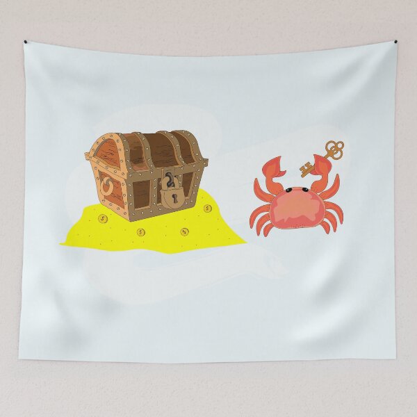 Item preview, Funny crab have found the key of the treasure box under the ocean and become rich , crabby , ocean crab animal art meme ,stealing ocean treasures designed and sold by SGS-.
