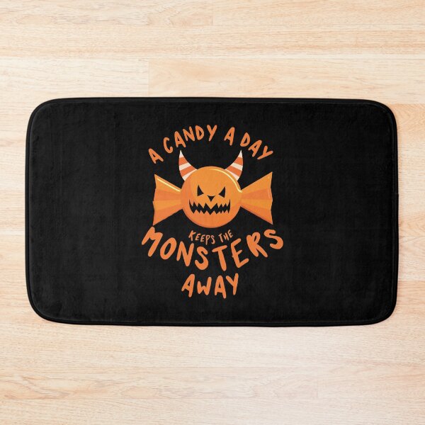 Item preview, A candy a day keeps the monsters away - Halloween quote and spooky halloween monsters - Black designed and sold by LookFrog.