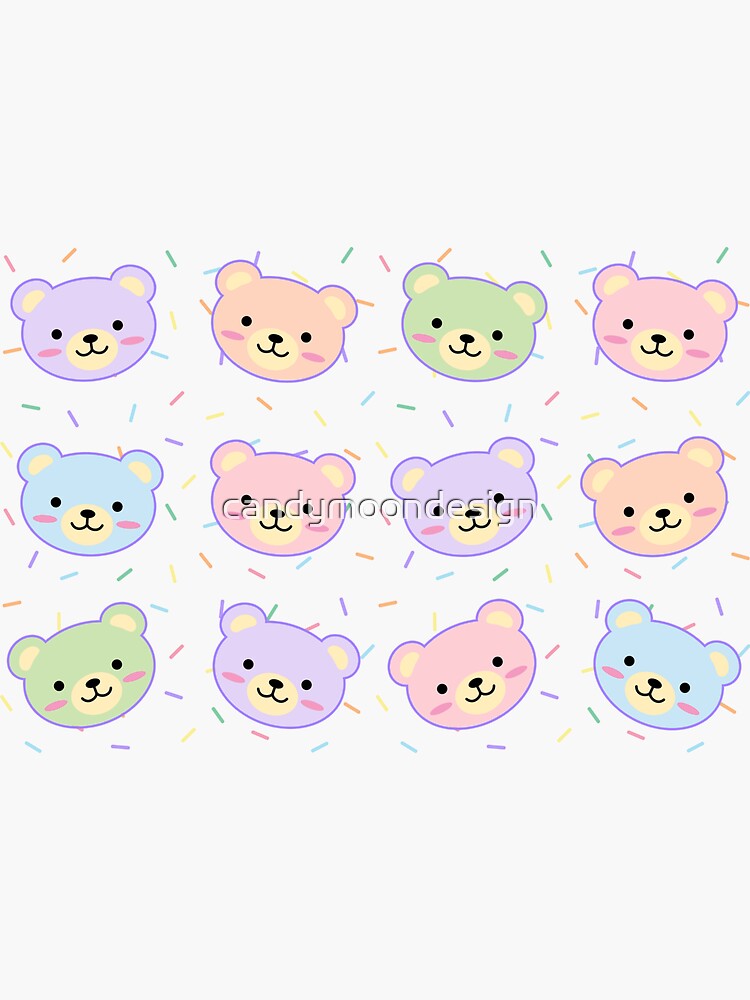 Pegatina «Pastel Bears Kawaii Cute Pastel Aesthetic Sprinkles Pink» de