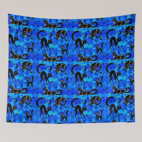 Item preview, Spoopy Kittehs in Bright Blue designed and sold by LauraGarabedian.
