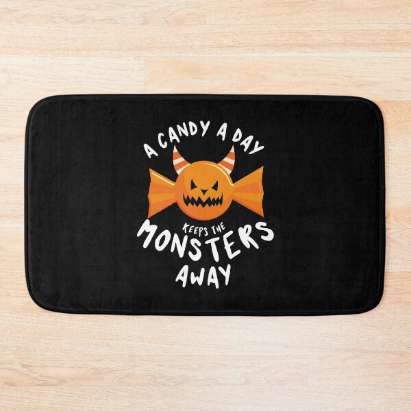 Item preview, A candy a day keeps the monsters away - Halloween quote and spooky halloween monsters - Black designed and sold by LookFrog.