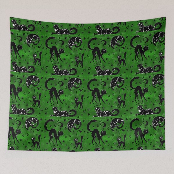 Item preview, Spoopy Kittehs in Bright Green designed and sold by LauraGarabedian.