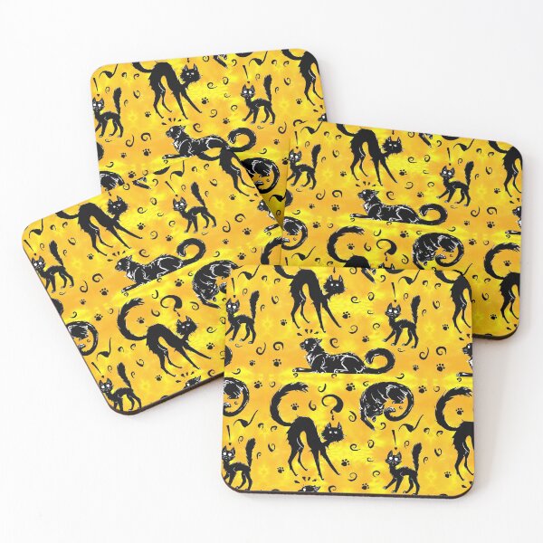 Item preview, Spoopy Kittehs in Marigold designed and sold by LauraGarabedian.