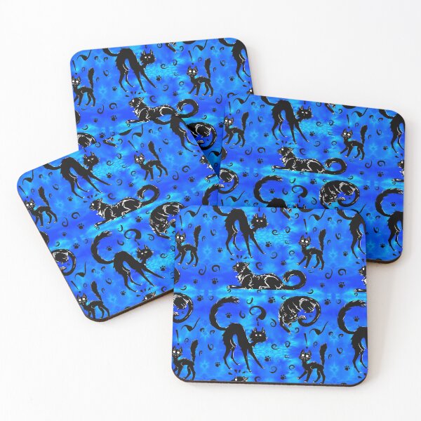 Item preview, Spoopy Kittehs in Bright Blue designed and sold by LauraGarabedian.