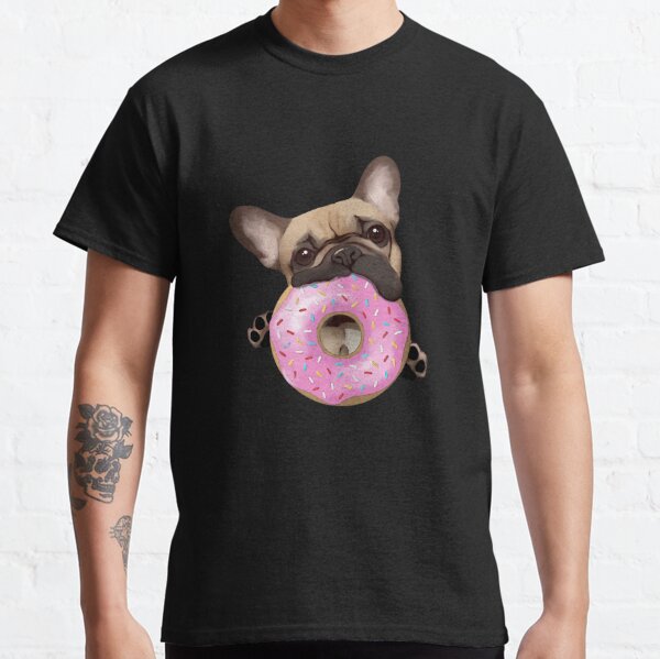 French bulldog lovers, sweet frenchie with pink donuts Classic T-Shirt