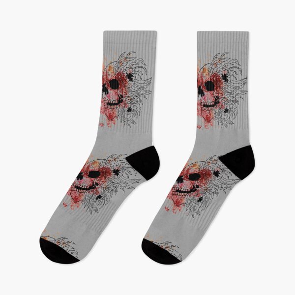 Item preview, Halloween skull and chrysanthemums on blood splatter designed and sold by BV-creas.