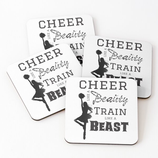 Item preview, Cheer Like A Beauty Train Like A Beast, With Silhouette Cheerleader designed and sold by 4AllTimes.