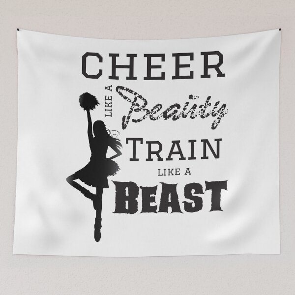 Item preview, Cheer Like A Beauty Train Like A Beast, With Silhouette Cheerleader designed and sold by 4AllTimes.