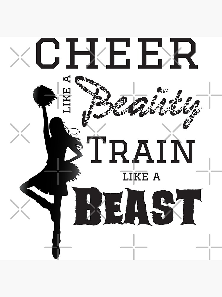 cheer-like-a-beauty-train-like-a-beast-with-silhouette-cheerleader-poster-for-sale-by