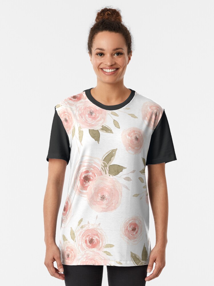 Thumbnail 2 of 5, Graphic T-Shirt, Peachy Floral designed and sold by aliawallco.