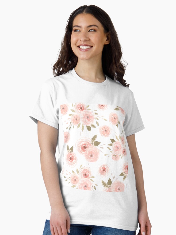 Thumbnail 2 of 7, Classic T-Shirt, Peachy Floral designed and sold by aliawallco.
