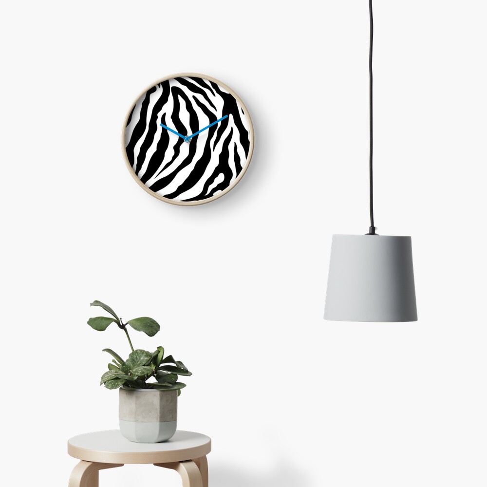 Zebra Pattern Black & White Clock