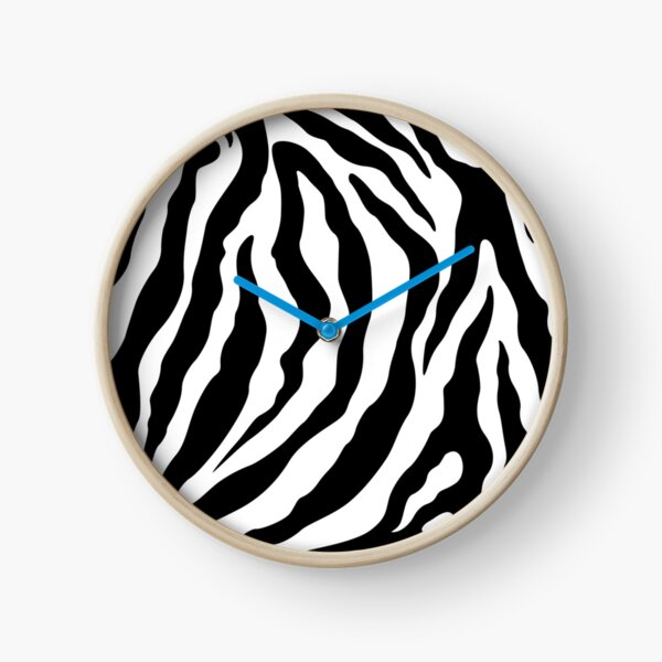 Zebra Pattern Black & White Clock