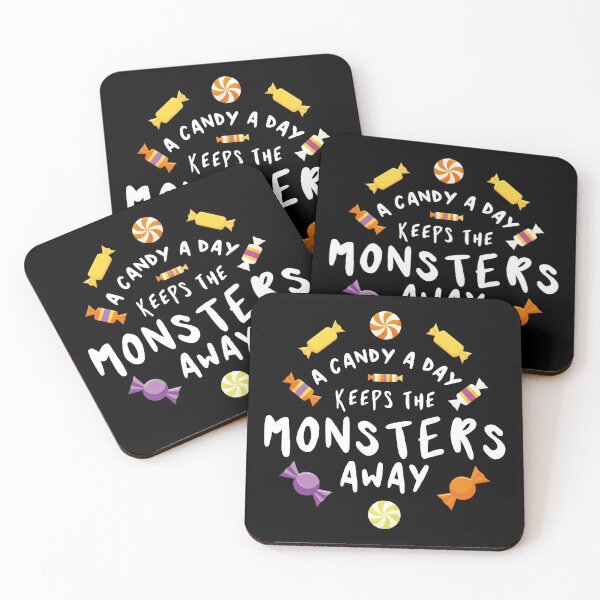 Item preview, A candy a day keeps the monsters away - Halloween quote and spooky halloween monsters designed and sold by LookFrog.