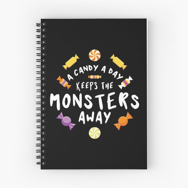 Item preview, A candy a day keeps the monsters away - Halloween quote and spooky halloween monsters designed and sold by LookFrog.