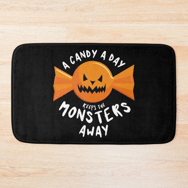 Item preview, A candy a day keeps the monsters away - Halloween quote and spooky halloween monsters - Black designed and sold by LookFrog.
