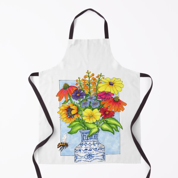 Item preview, Summer Flower Bouquet with Blue and White Oriental Jar Drawing designed and sold by Stephanie Sipp.