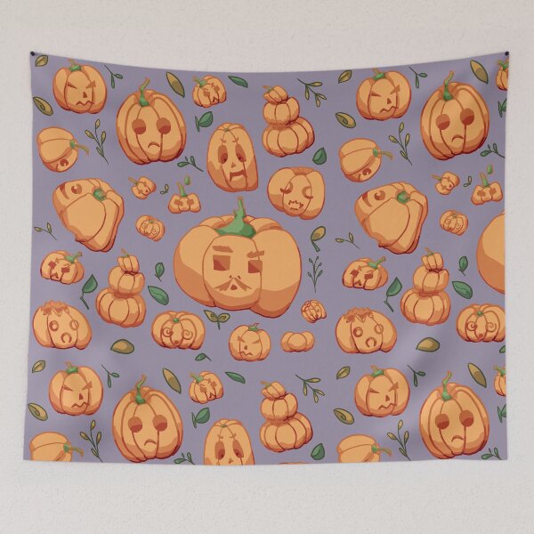 Item preview, Halloween Pumpkins on a Purple Background designed and sold by ArtbyLinnea.