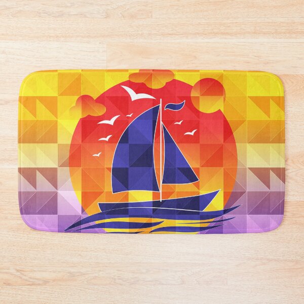 Item preview, Sunset Sailing Boat On Triangulated Gradient Background designed and sold by Nobiya.