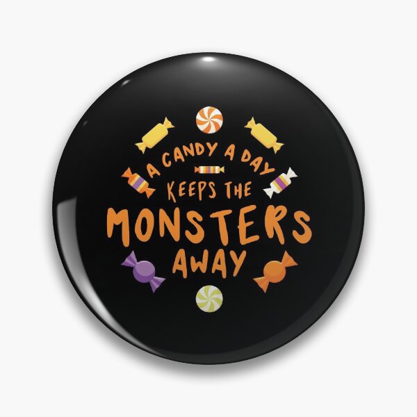 Item preview, A candy a day keeps the monsters away - Halloween quote and spooky halloween monsters - Black designed and sold by LookFrog.