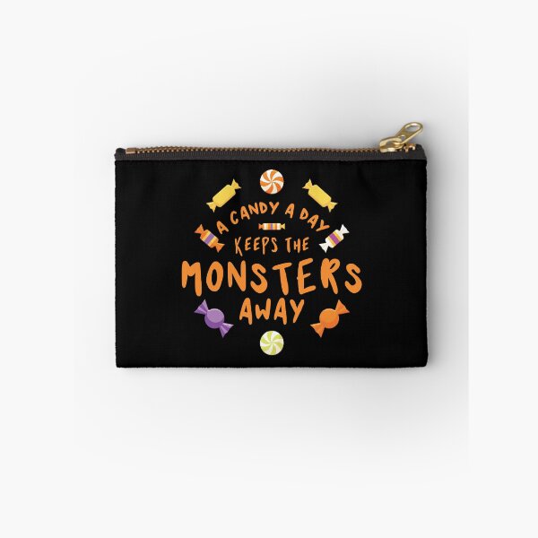 Item preview, A candy a day keeps the monsters away - Halloween quote and spooky halloween monsters - Black designed and sold by LookFrog.