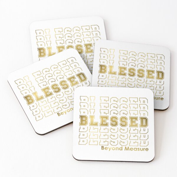 Item preview, BLESSED Beyond Measure | Christian Retro Repeat White Gold designed and sold by 4wordsmovement.