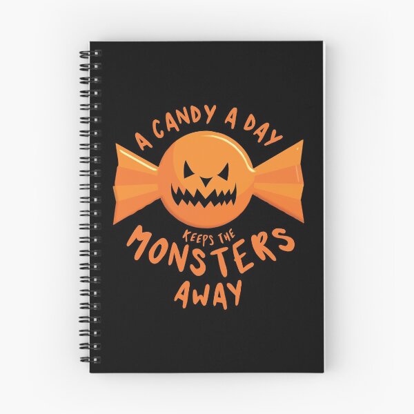 Item preview, A candy a day keeps the monsters away - Halloween quote and spooky halloween monsters - Black designed and sold by LookFrog.