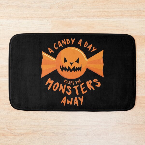 Item preview, A candy a day keeps the monsters away - Halloween quote and spooky halloween monsters - Black designed and sold by LookFrog.