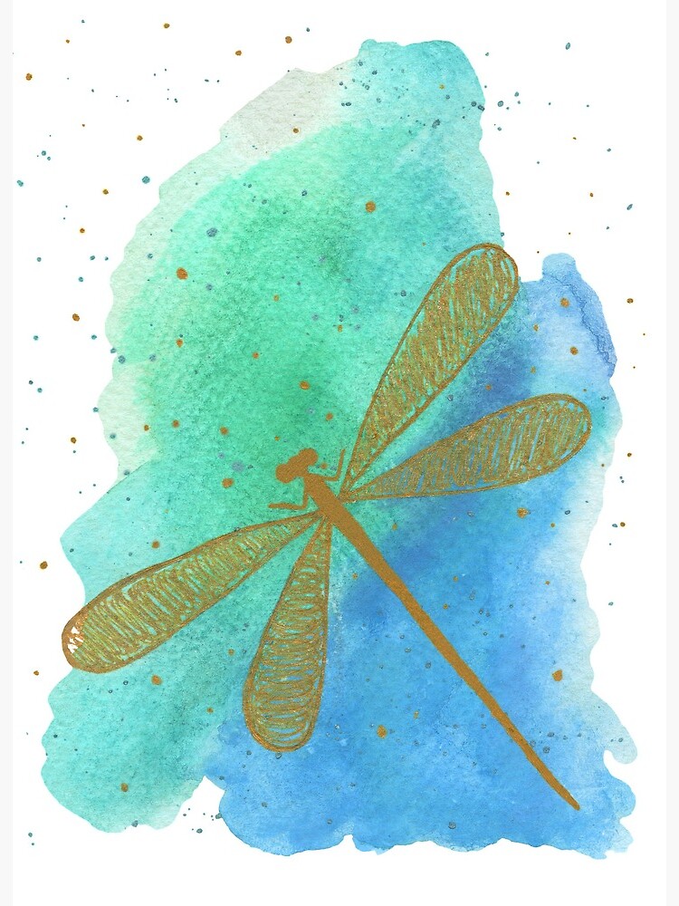 Thumbnail 2 of 2, Art Board Print, Dragonfly Watercolor designed and sold by nownbeyond.