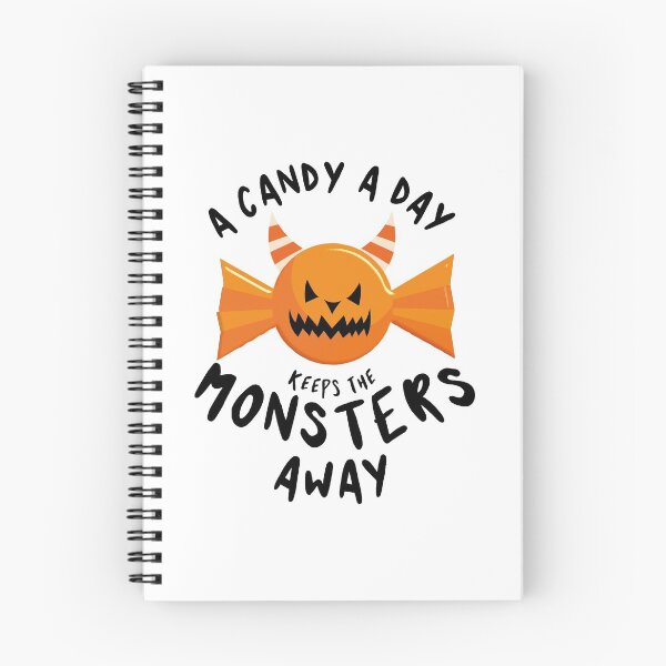 Item preview, A candy a day keeps the monsters away - Halloween quote and spooky halloween monsters - Black designed and sold by LookFrog.
