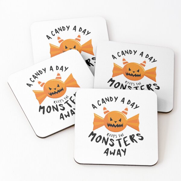 Item preview, A candy a day keeps the monsters away - Halloween quote and spooky halloween monsters - Black designed and sold by LookFrog.