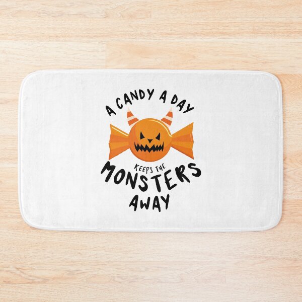 Item preview, A candy a day keeps the monsters away - Halloween quote and spooky halloween monsters - Black designed and sold by LookFrog.