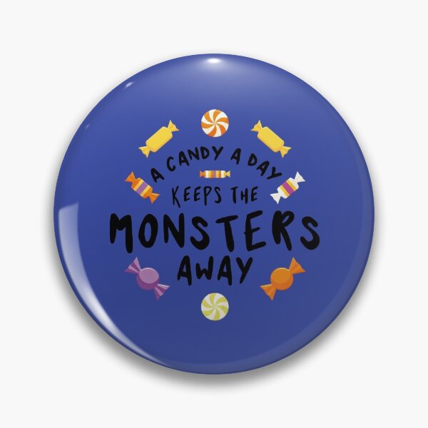 Item preview, A candy a day keeps the monsters away - Halloween quote and spooky halloween monsters - Black designed and sold by LookFrog.