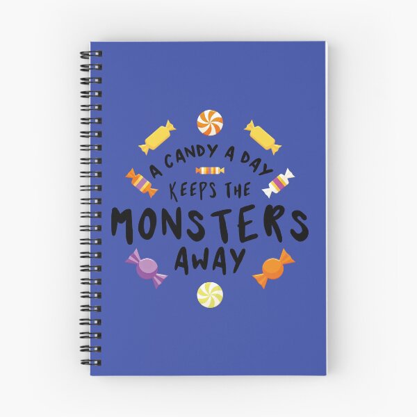 Item preview, A candy a day keeps the monsters away - Halloween quote and spooky halloween monsters - Black designed and sold by LookFrog.