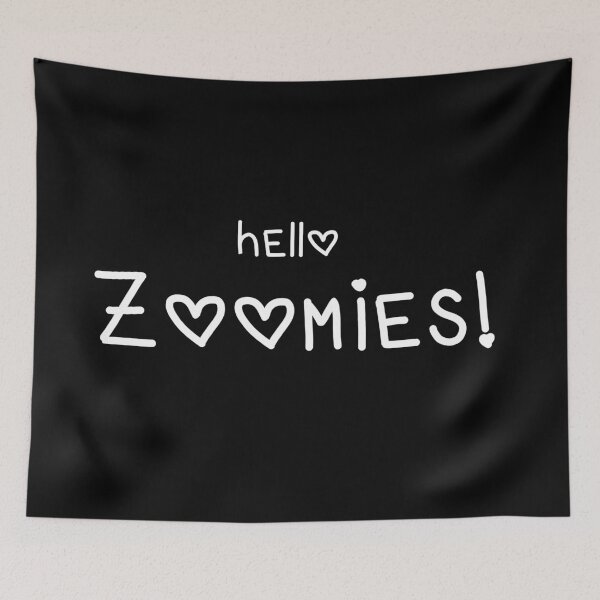 Item preview, Hello Zoomies! (with Hearts) on Black designed and sold by Whoopsidoodle.