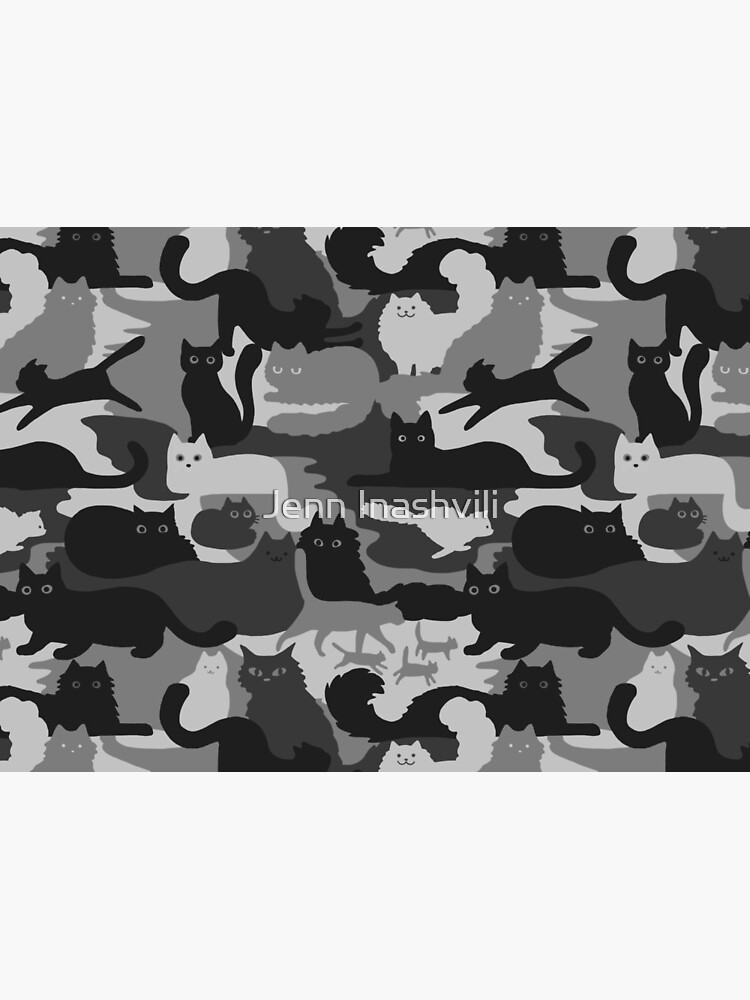 Camouflage Pattern with Cats | Grey and Black Cats Camo by ShortCoffee