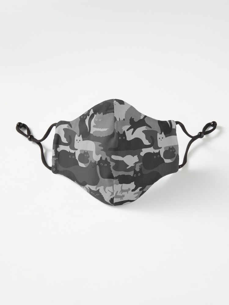 Alternate view of Camouflage Pattern with Cats | Grey and Black Cats Camo Mask