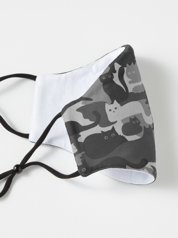 Alternate view of Camouflage Pattern with Cats | Grey and Black Cats Camo Mask