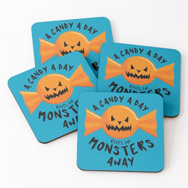 Item preview, A candy a day keeps the monsters away - Halloween quote and spooky halloween monsters - Black designed and sold by LookFrog.